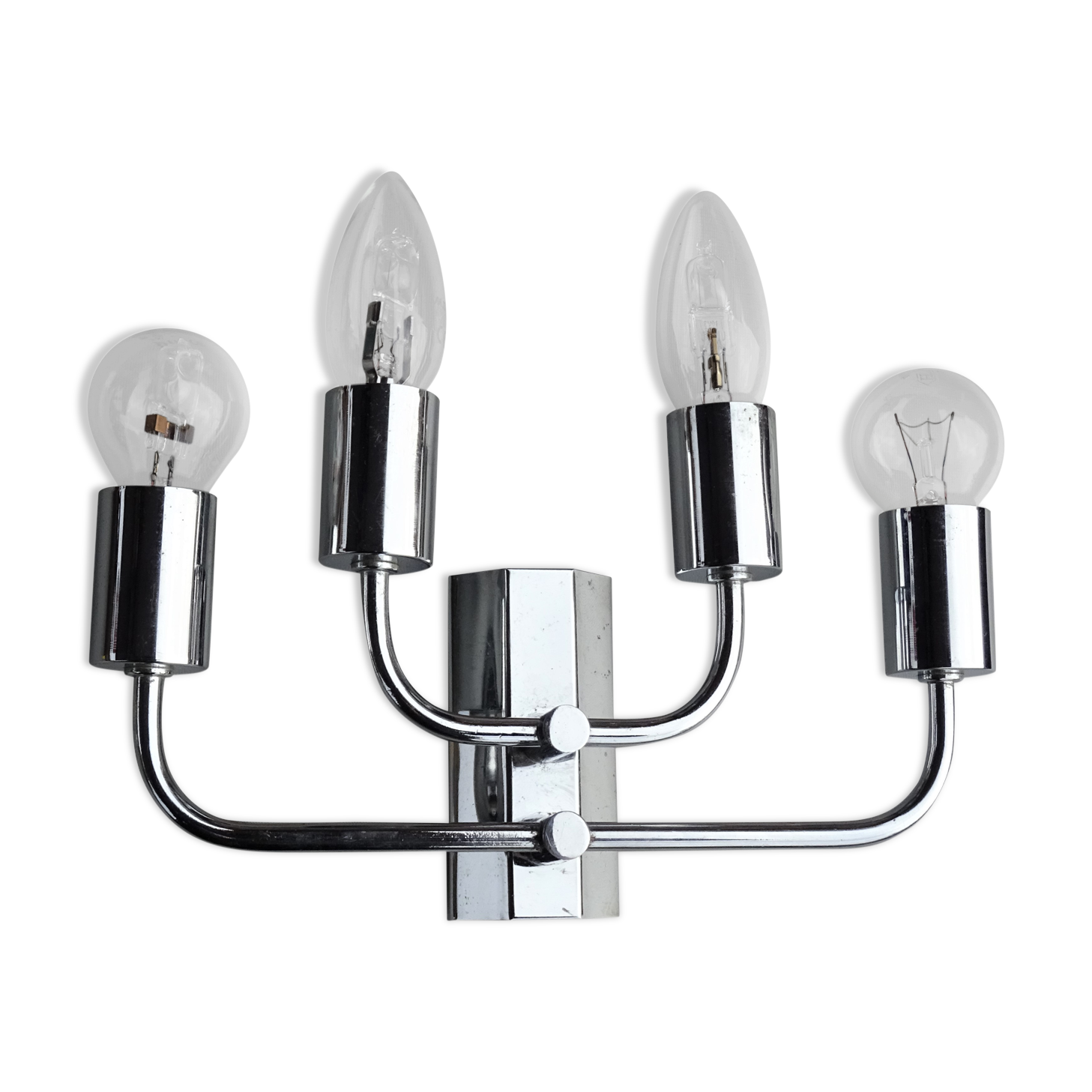 Chrome metal torch lamp 1970