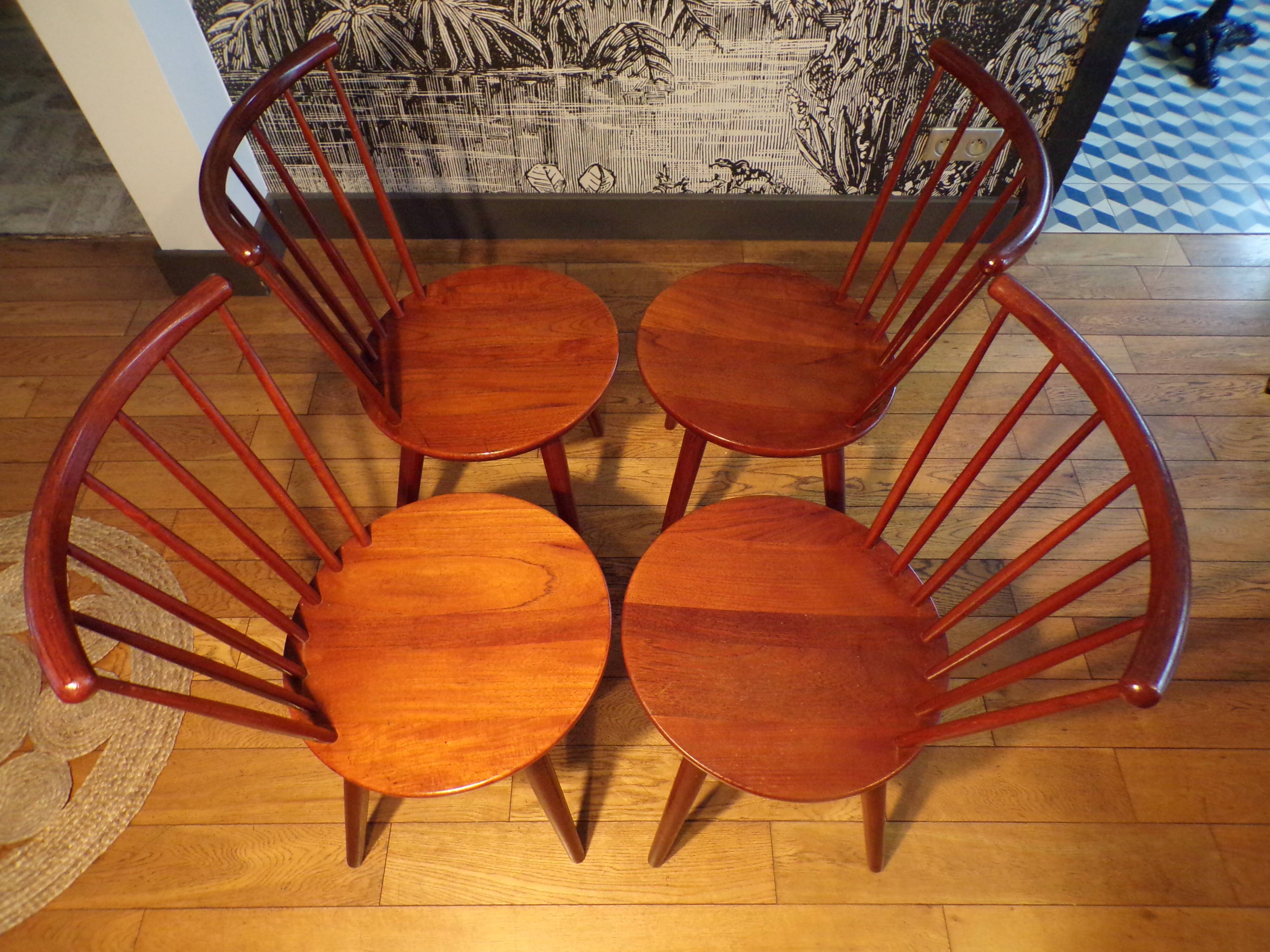 Set of 4 Scandinavian teak chairs.