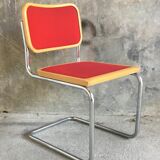 Chaise Cesca modèle B32 par Marcel Breuer, bois et velours rouge - 1970