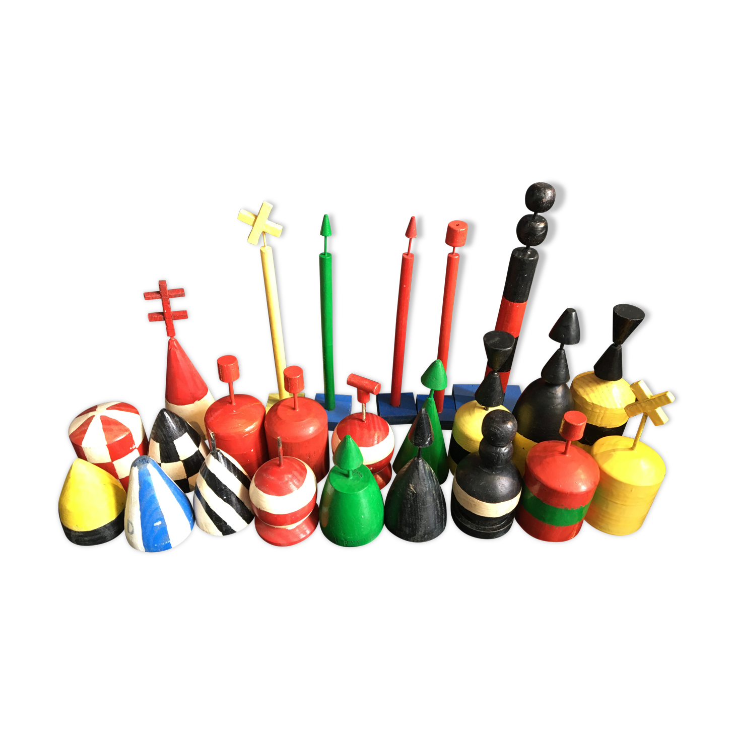 Lot 24 pieces of handmade wooden beacons