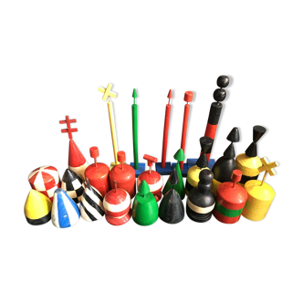 Lot 24 pieces of handmade wooden beacons