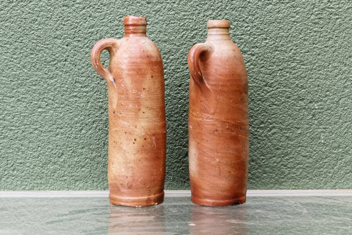 Set of two German stoneware bottles Herzoghthum Nassau Selters.