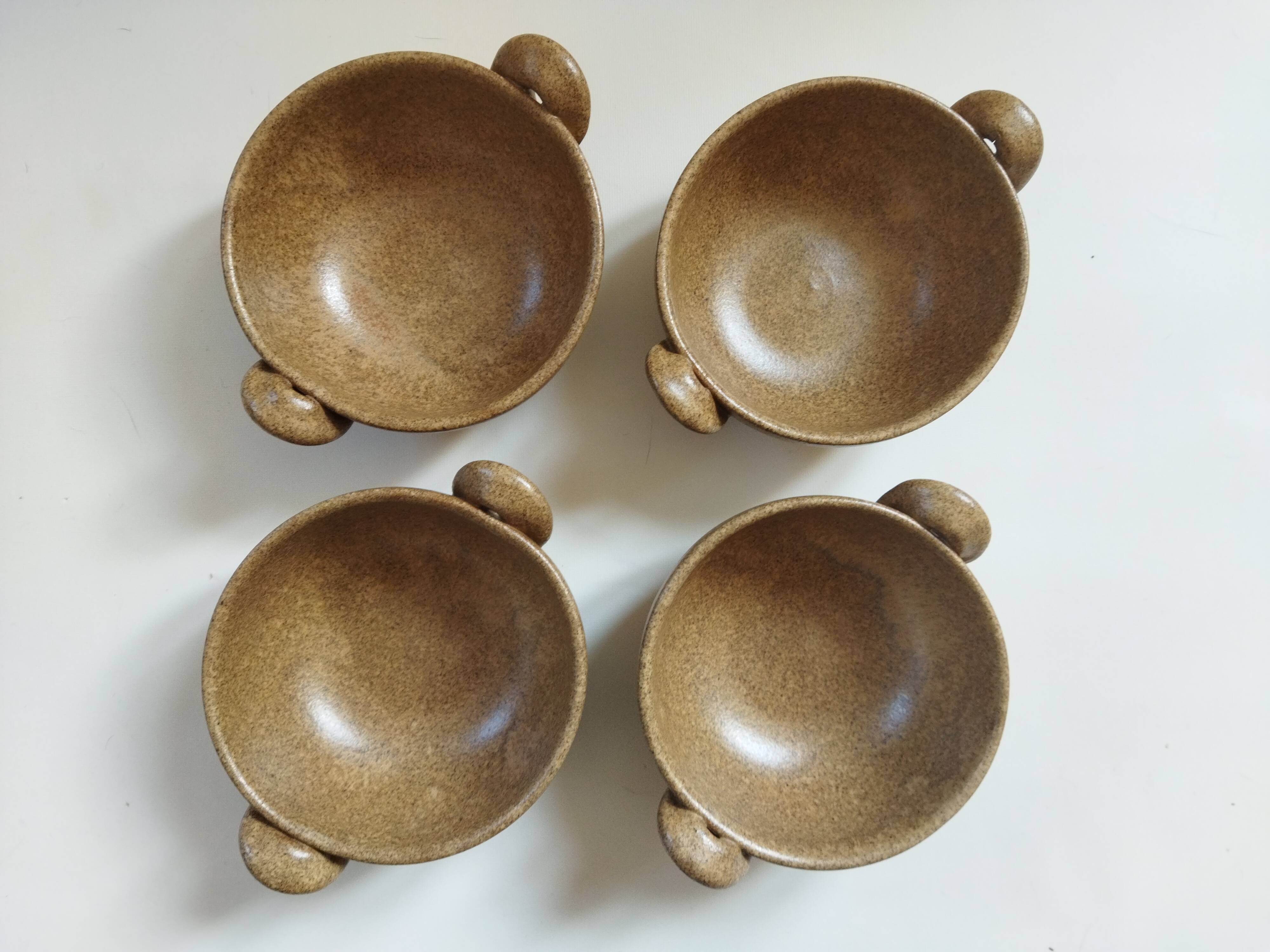 4 stoneware ear bowls