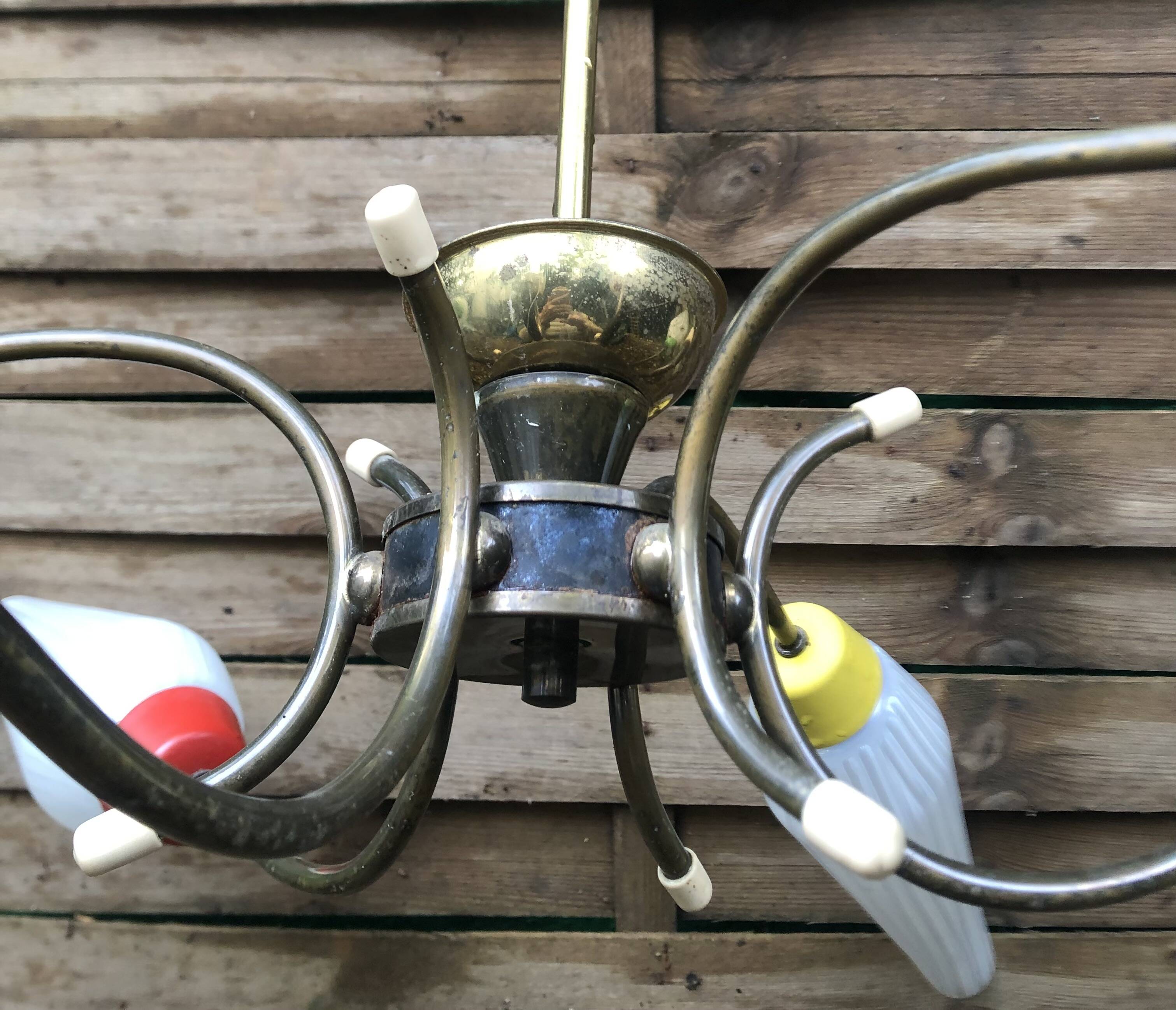 Vintage 6-arm pendant light from the 1960s