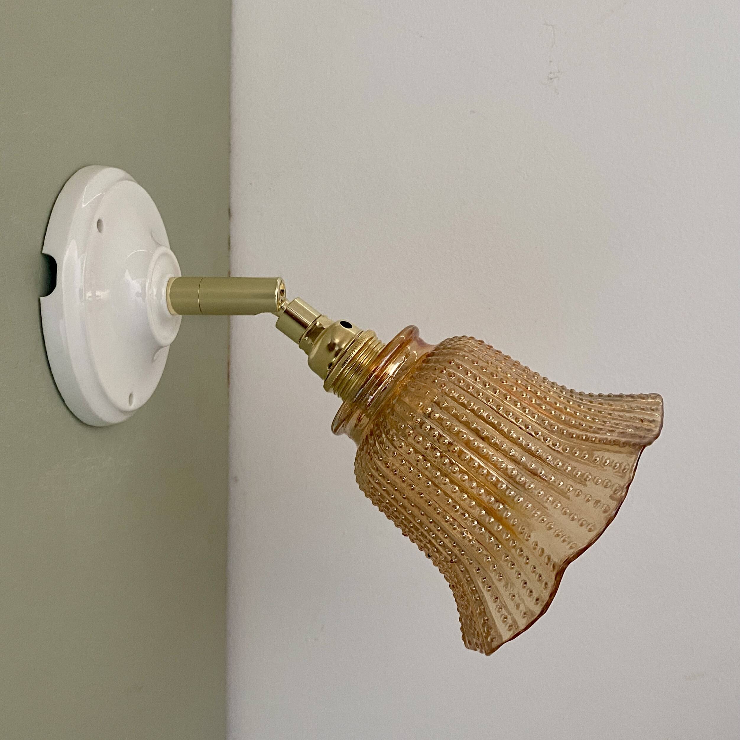 Vintage amber glass tulip wall light
