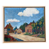 The hamlet, oil on canvas signed Bodon