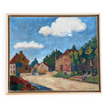 The Hamlet, oil on canvas signed Bodon