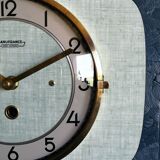 Vintage formica clock silent rectangular wall clock "Manufrance green"