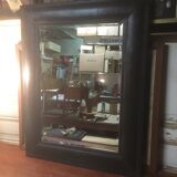 Beveled leather mirror 90x70