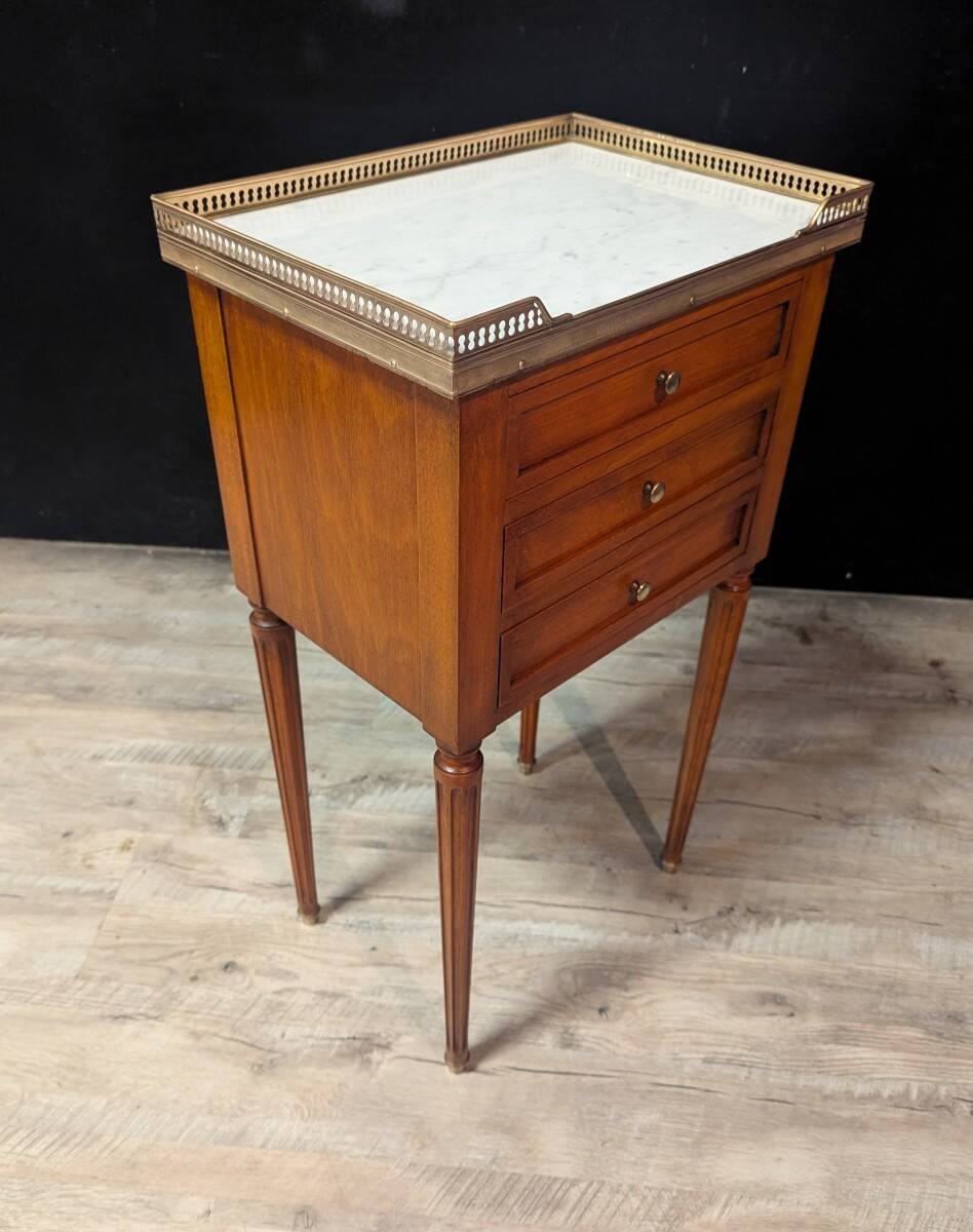 Pair of Louis XVI Style Bedside Tables in Cherry Wood