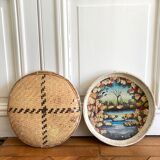 Wall composition of painted baskets