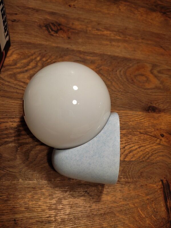 Wall lamp globe blown glass support white speckled blue Tissot vintage