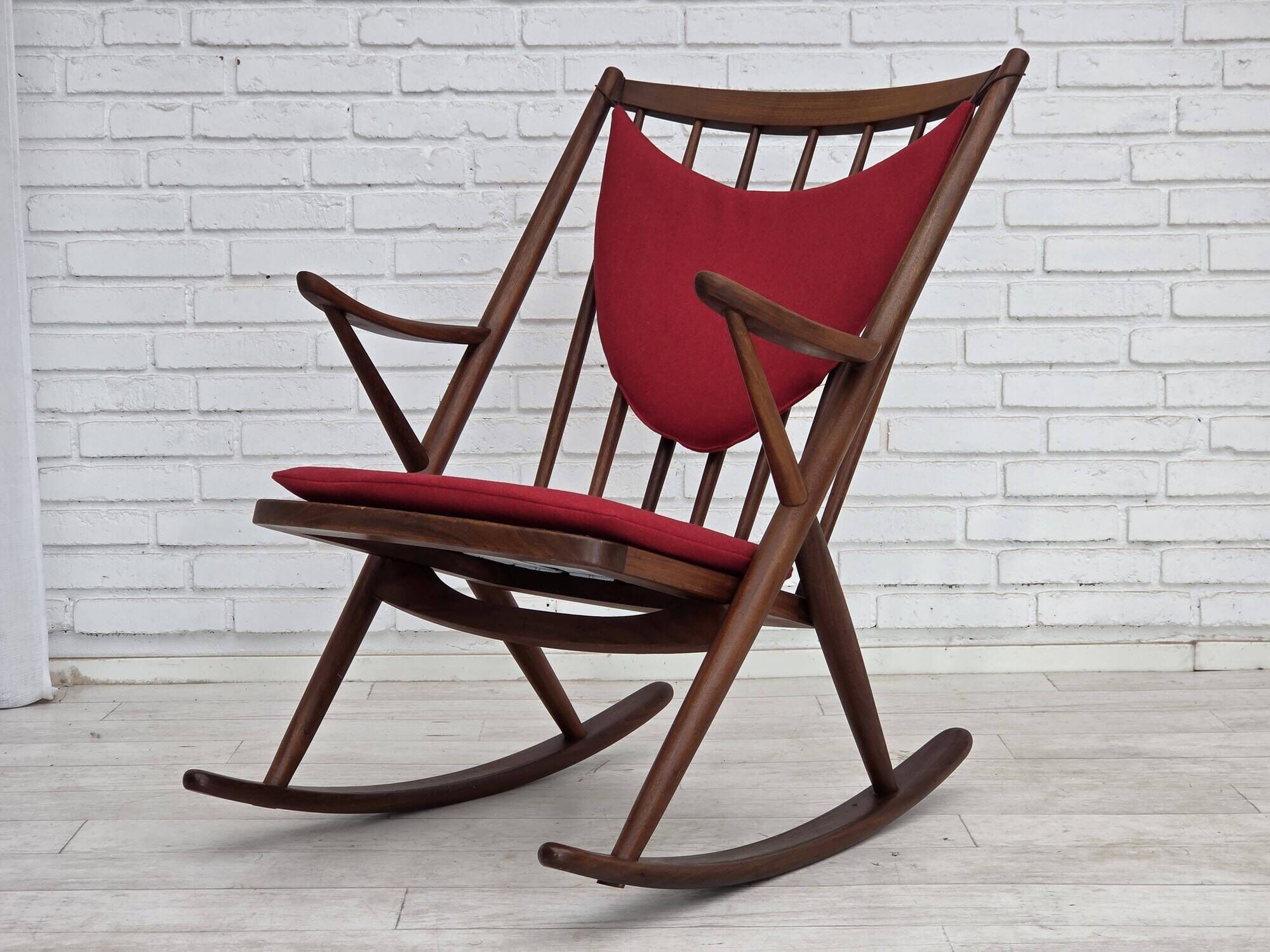 1960s Danish rocking chair by Frank Reenskaug, model 182, reupholstered.