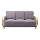 Canapé 3 places de style Art déco en tissu gris et bois cintré