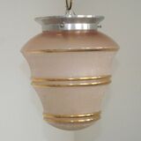 Ceiling light / Art Deco lamp in pink and gold with a glass shade - Silver Fitter
