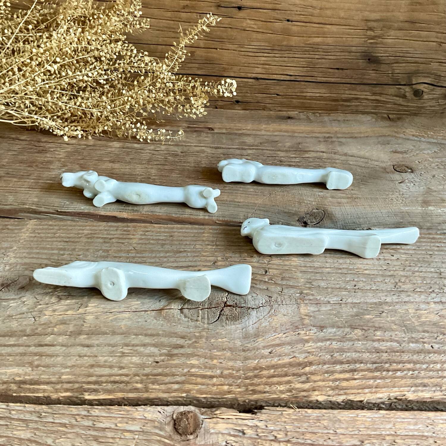 4 porcelain animal knife holders