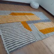 Grey Moroccan rug made of hand-woven wool - handmade rug - 252 x 163