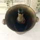 Ice Bucket, Enamel Red and Gold French Brass Champagne Cooler, Vintage
