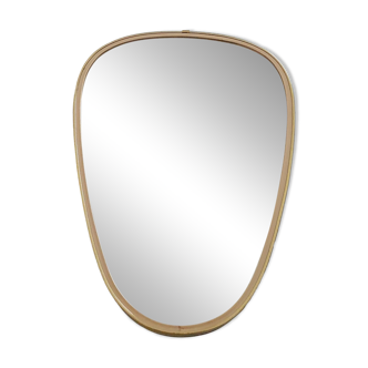Miroir ovoïde vintage bords doré et noir - années 1960