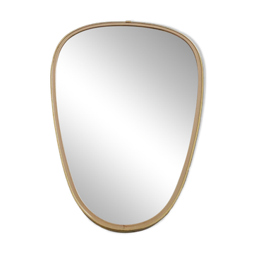 Miroir ovoïde vintage bords doré et noir - années 1960