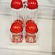 Condiment service oil vinegar salt pepper vintage plexi and red plastic
