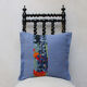 Coussin upcyclé "le brin bleu" - 40x40 cm - lin & canevas