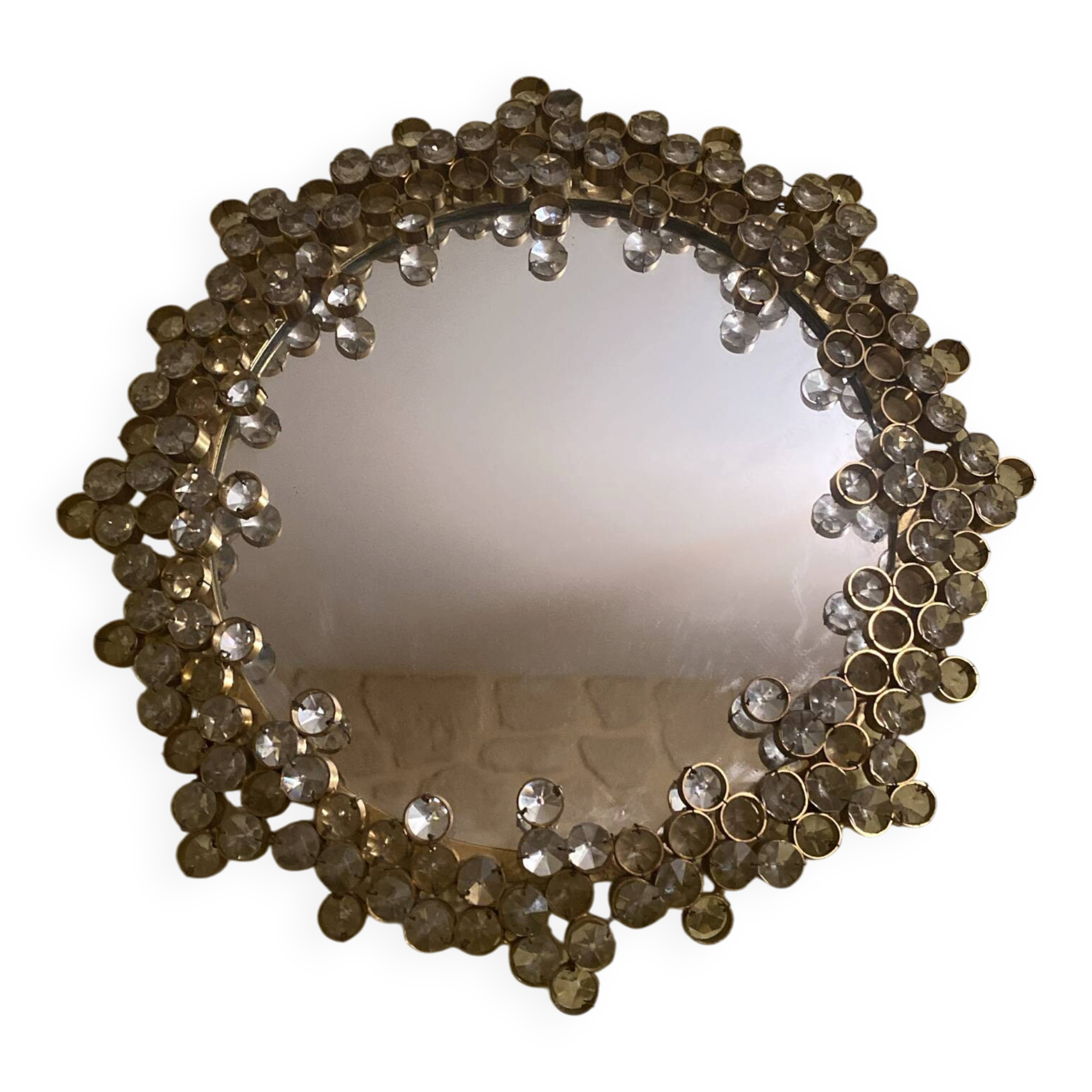 Hollywood Regency Crystal Mirror by Pawla