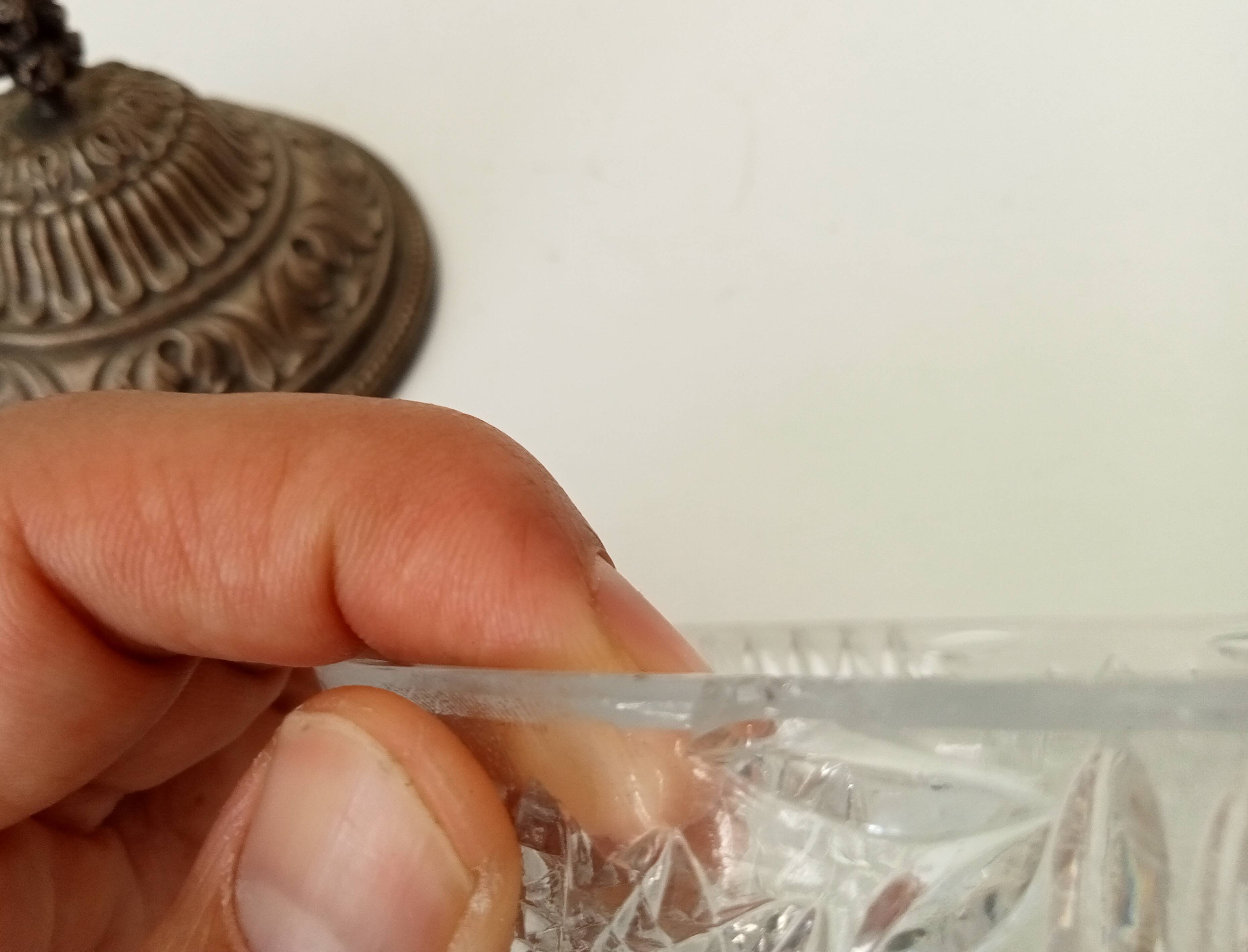 Vintage chiseled glass and tin candy box