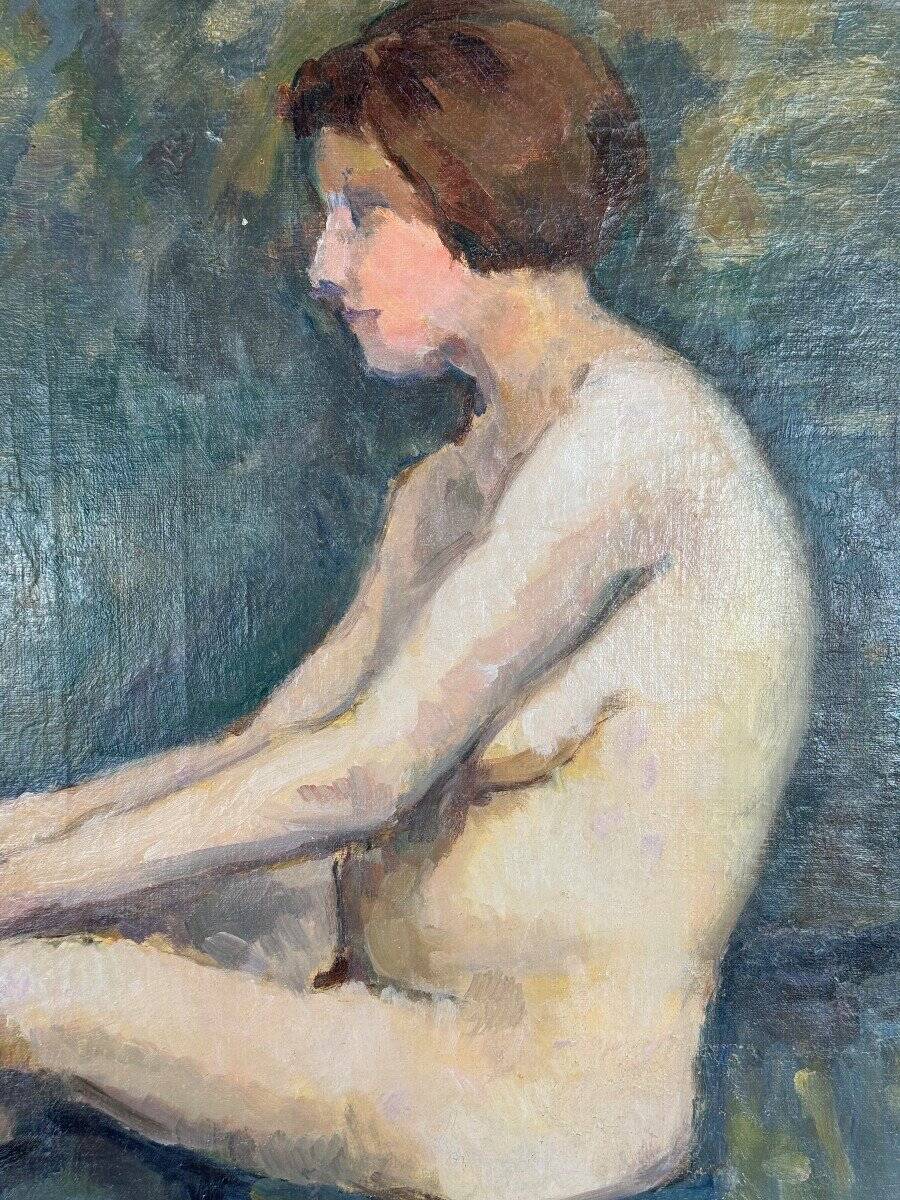 Oil Painting on Canvas Seated Nude, French School, Early 20th Century