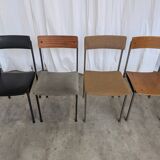 Set of 4 - Mix & Match Vintage Industrial Dining Chairs - 1970s Stol Kamnik