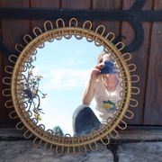 Miroir rond en rotin attribué à Franco Albini, 1950