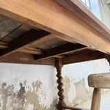 Paneled walnut desk with turned legs, 1900
