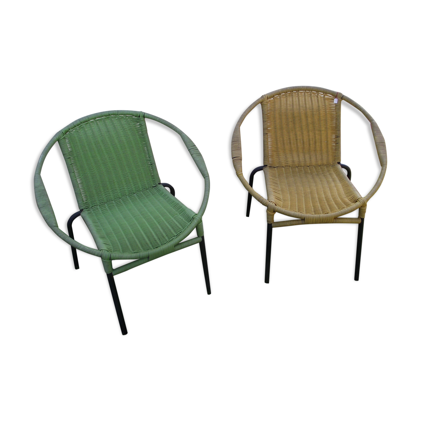 Pair of scoubidou armchairs from the 60s