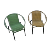 Pair of scoubidou armchairs from the 60s