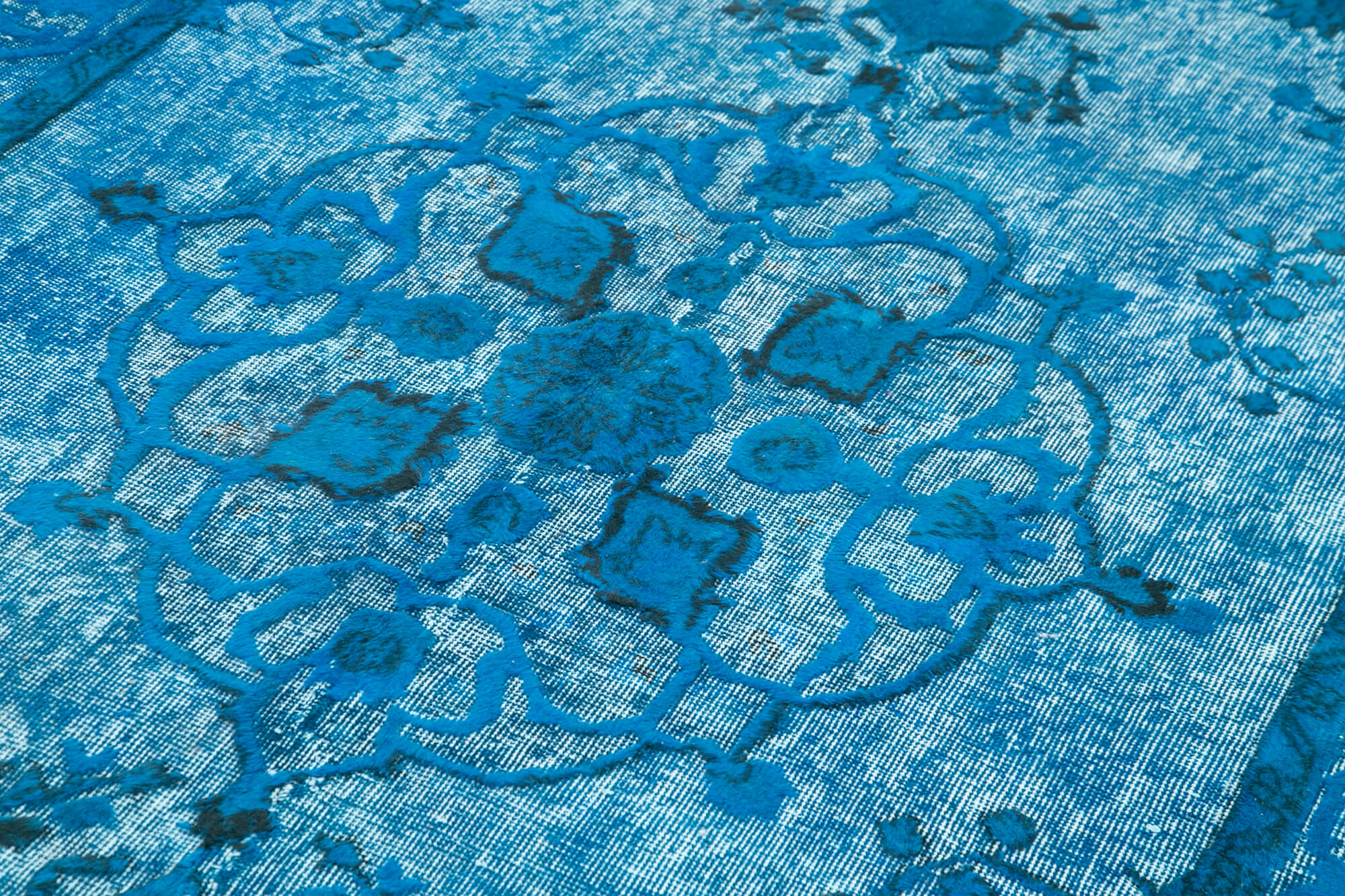 Hand-Knotted Bohemian Turkish 1970s 152 cm x 263 cm Blue Carpet