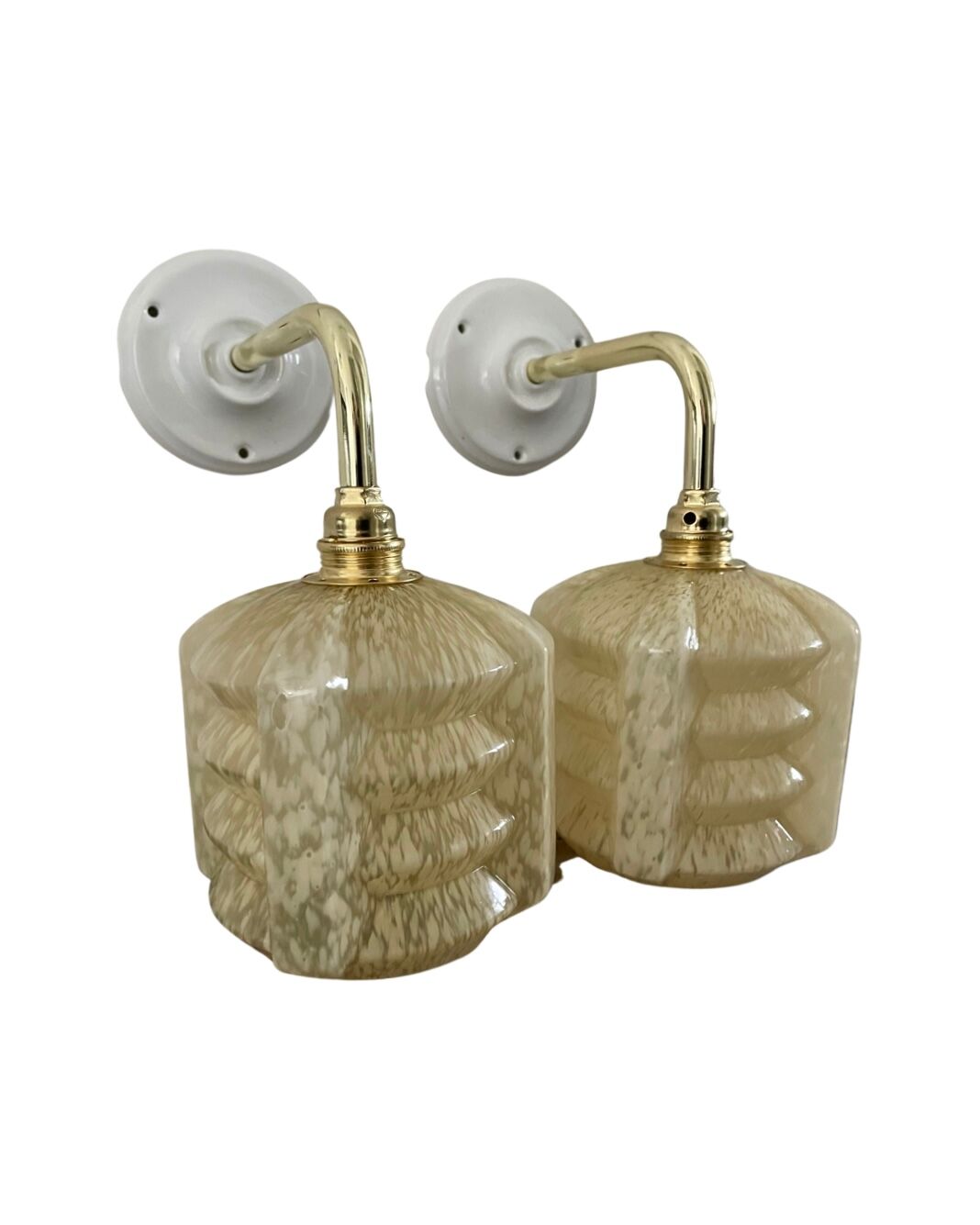 Pair of glass wall sconces by Clichy tulips Art Deco