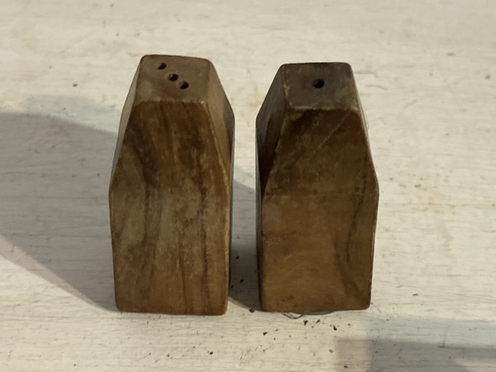 Service à condiments brutaliste en bois – Mid-Century années 50