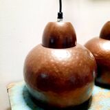 Set of 2 copper-colored metal pendant lights