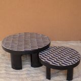 Set of two round and modern Zellige coffee tables