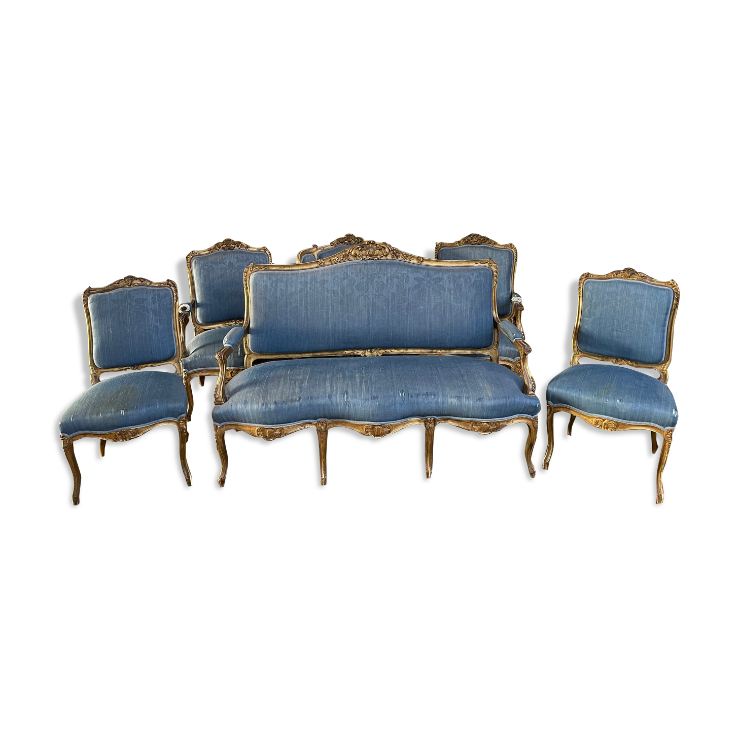 Complete living room louis XV style gilded wood 1900