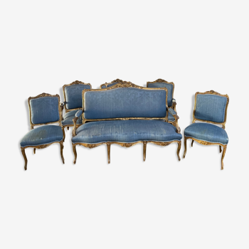 Salon complet de style Louis XV bois doré 1900