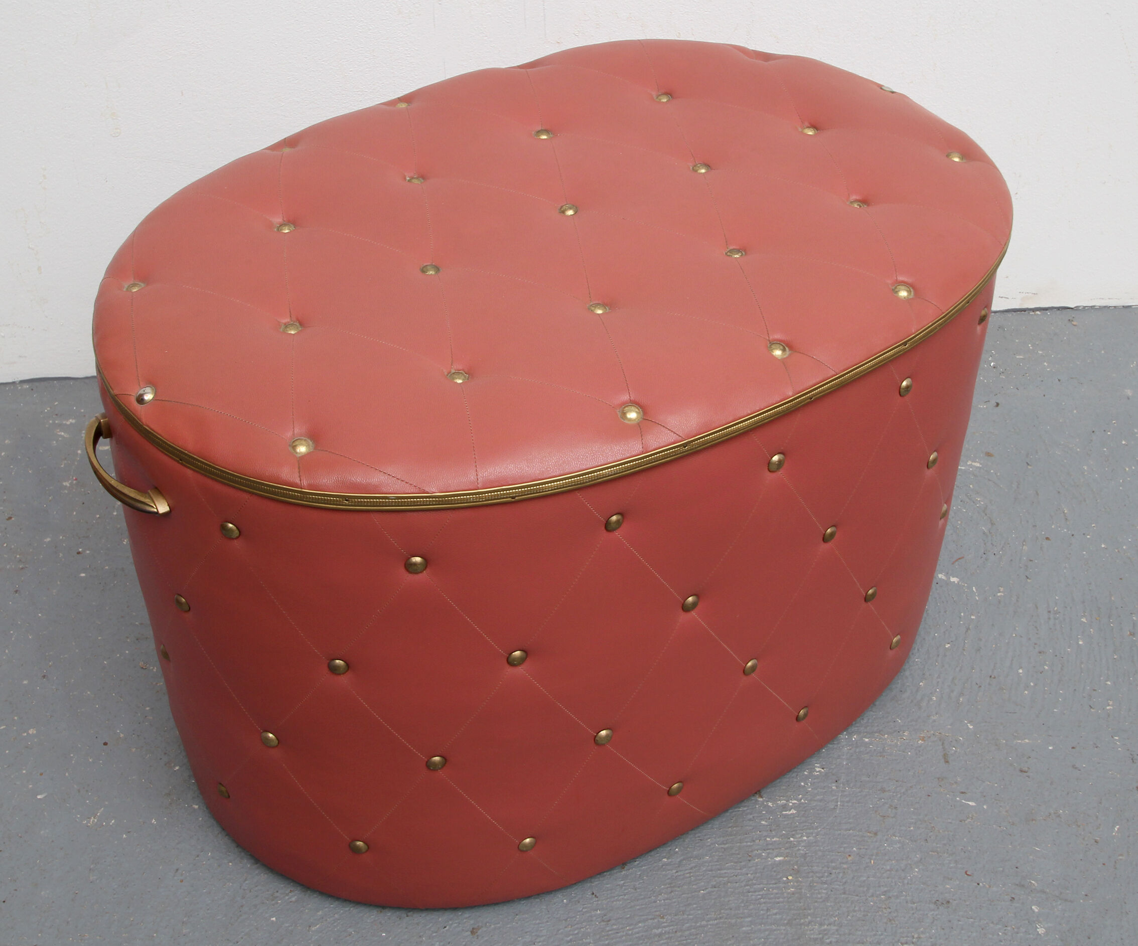 1950s linen chest in dark pink
