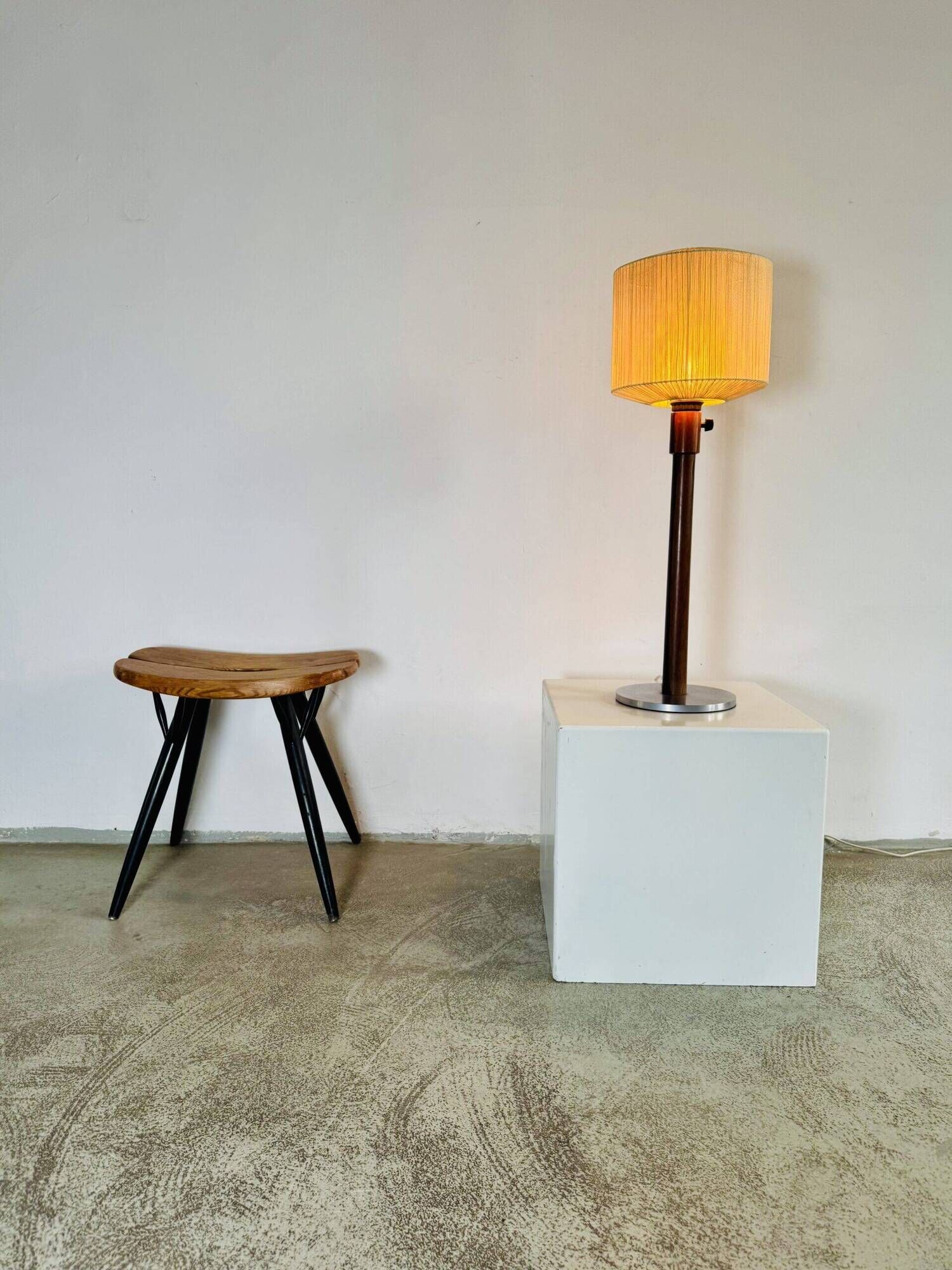 Large Size Wood & Sring Table Lamp By Uno & Östen Kristiansson For Luxus, Sweden 1960S