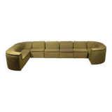 Durlet 9-piece modular sofa in luxe green de ploeg fabric 1970