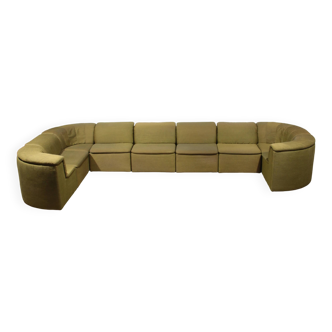 Canapé modulable durlet 9 pièces en tissu luxe vert de ploeg 1970