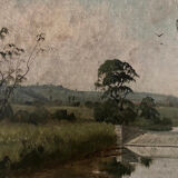 Countryside landscape Oil on canvas of the French school 20th century