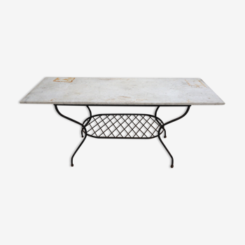 Marble and wrought iron table