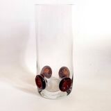 Crystal vase inlaid with button 1970s Height 25 cm