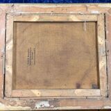 19th century oil painting on canvas: The spinner and the soldier