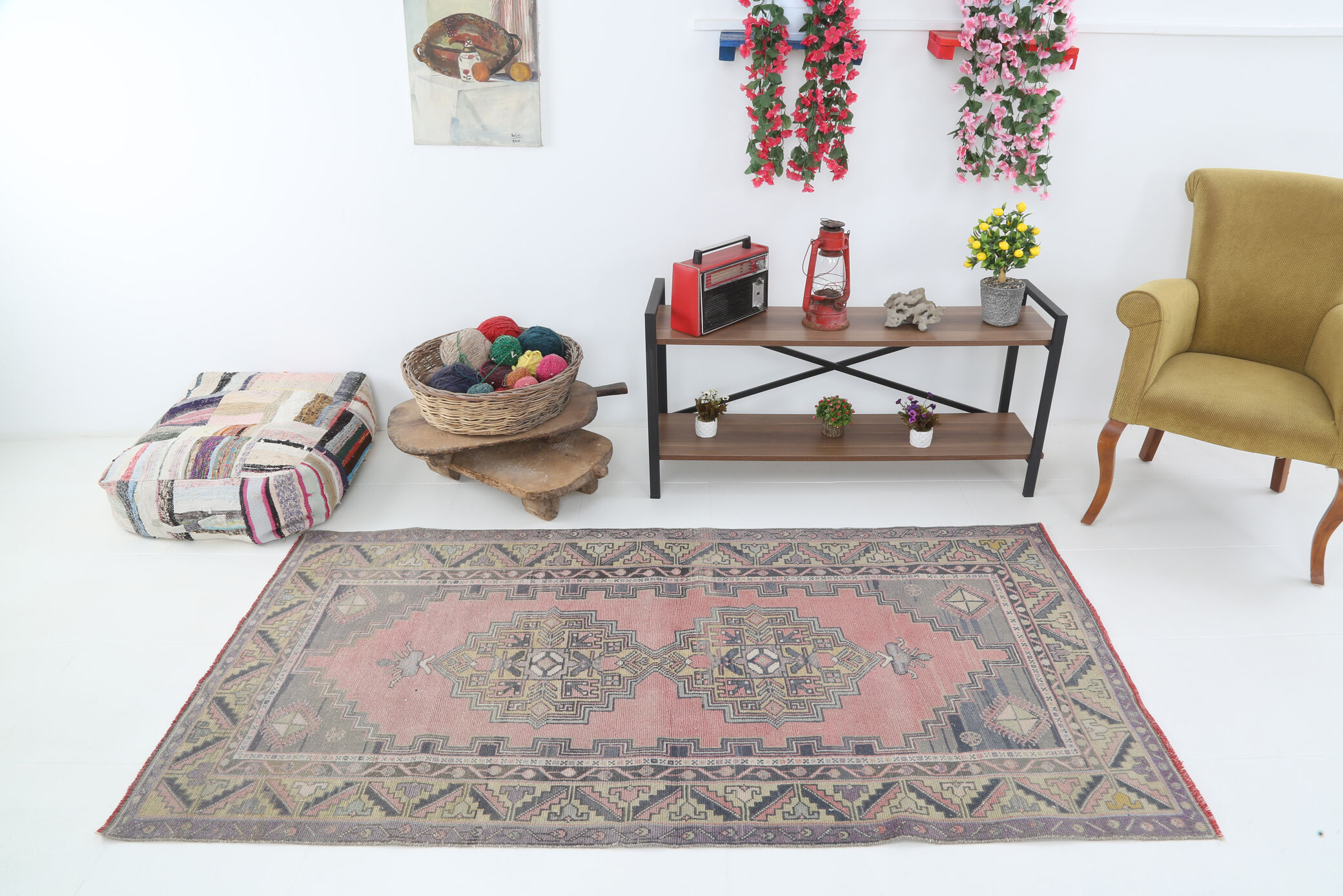 Dusty Pink Wool Turkish Rug